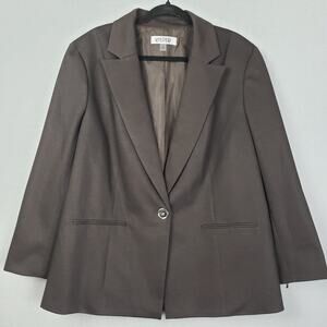 Kasper Size 20W Classic Single‎ Button Blazer Jacket Brown Office Academia Fall